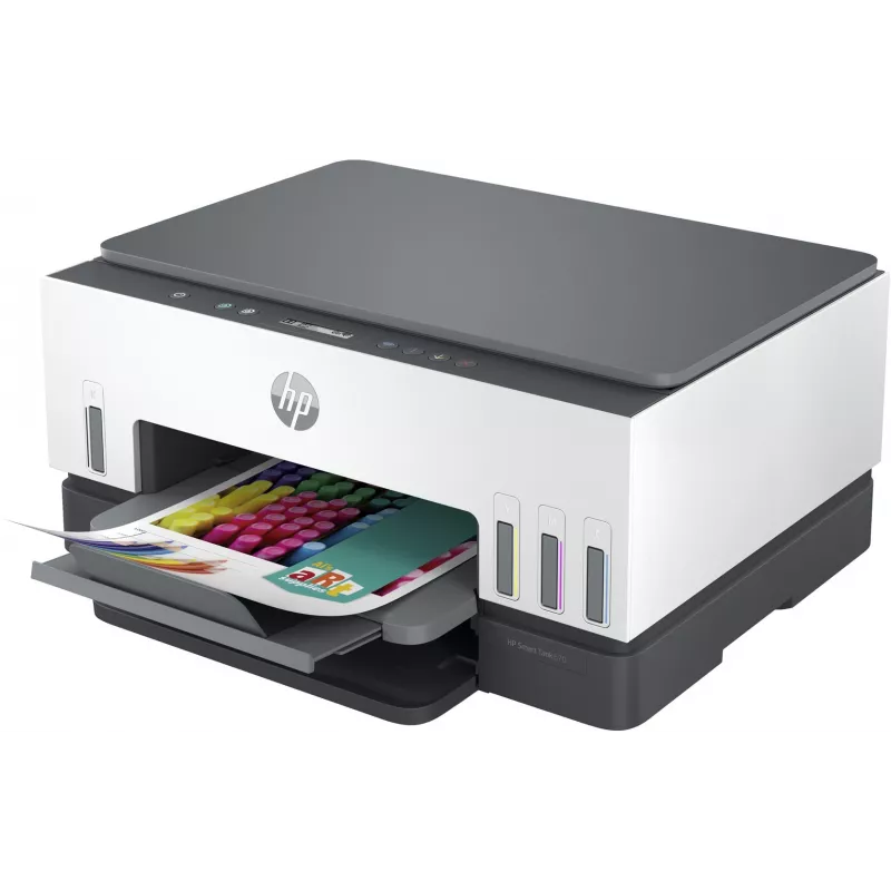 Wielofunkcyjna drukarka HP Smart Tank 670 — termiczna atramentowa, kolorowa, A4, Wi‑Fi/Bluetooth, dupleks, 4800x1200 DPI