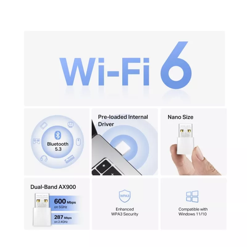 Adapter USB WiFi MERCUSYS MA60XNB AX900 z Bluetooth 5.0