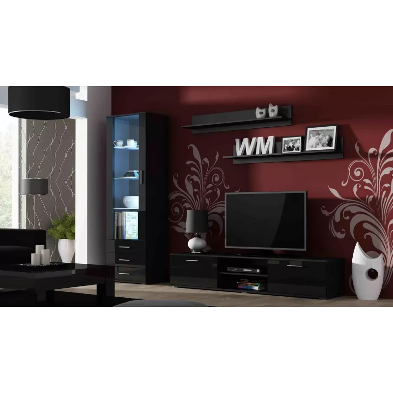 Cama stojak TV SOHO 180 czarny/czarny połysk