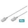 Patchcord DIGITUS CAT 6 U-UTP cienki, 0,3 m, szary, komplet 10 szt.