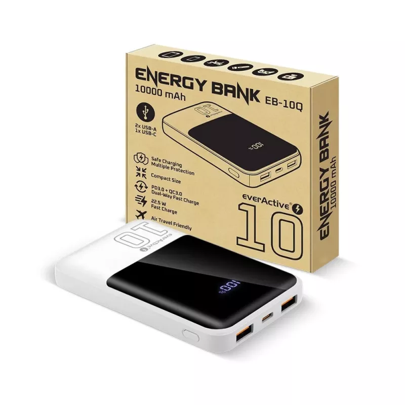 Powerbank everActive EB-10Q 10 000 mAh, 2 wyjścia USB, 22,5 W QC4.0