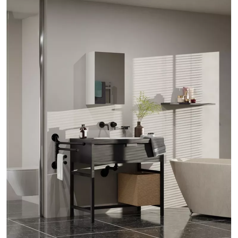 Szafka łazienkowa wisząca top e shop POLA 1DL BIEL — 400×220×600 mm, 3 półki, biały