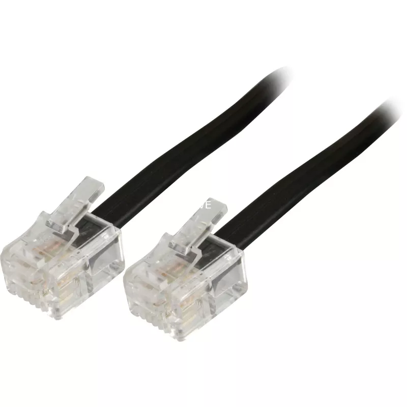 Wentronic Goobay Modularanschlusskabel, Schwarz, 10 m - RJ11/RJ14-Stecker (6P4C) auf RJ11/RJ14-Stecker (6P4C) (50319)