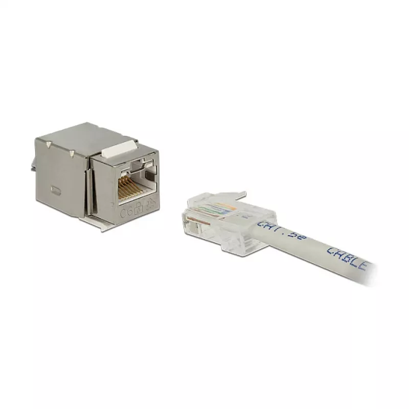 Moduł keystone DELOCK 86404 — RJ-45 srebrny, 38,5×22,3×17,3 mm