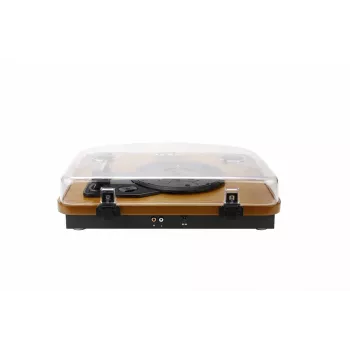 Gramofon audio z napędem paskowym AKAI ATT-11BT — brązowy, 33/45/78 obr./min, 0,8 W RMS