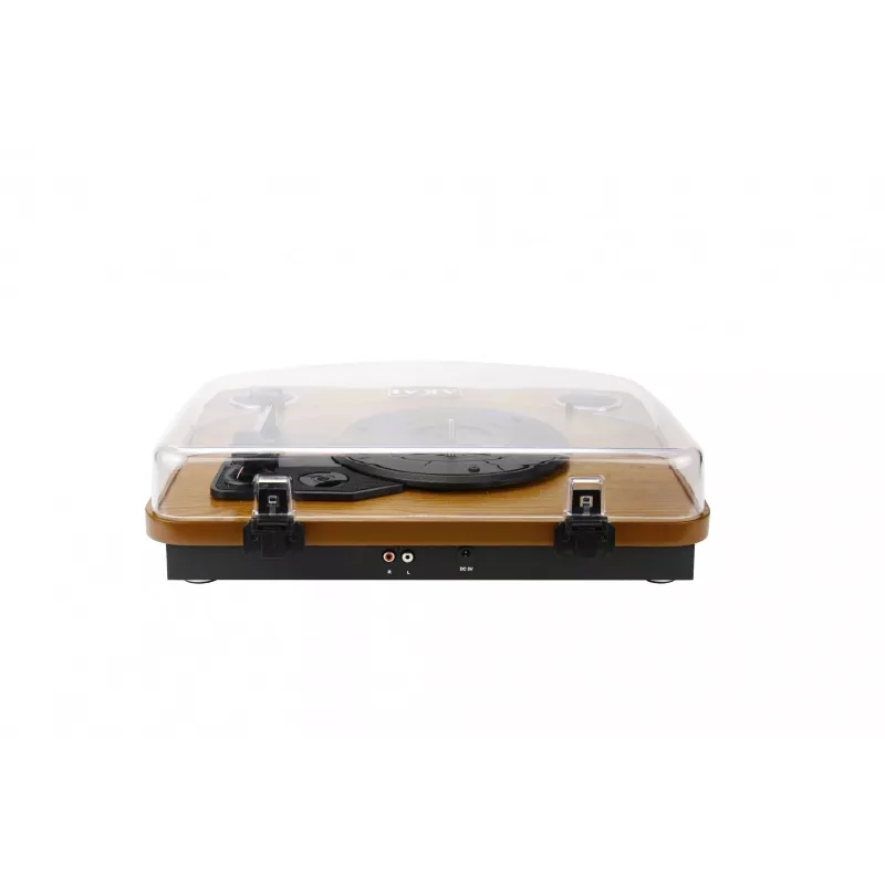Gramofon audio z napędem paskowym AKAI ATT-11BT — brązowy, 33/45/78 obr./min, 0,8 W RMS