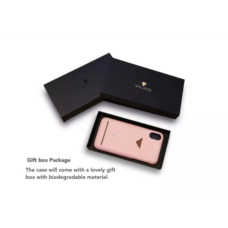 Card Slot Back Shell VixFox do iPhone X/XS — różowe etui ochronne z kieszonką na karty