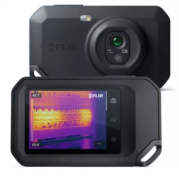 Kamera termowizyjna FLIR C8, czujnik termiczny 320×240 px, ekran dotykowy LCD 3,5 cala, -20–450 °C, IP54, USB-C, kamera wizyjna 5 MP