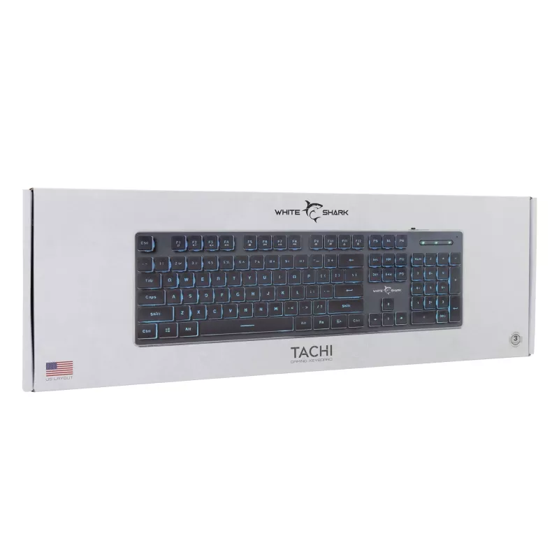 Mechaniczna klawiatura gamingowa White Shark Tachi Czarny układ US podświetlenie RGB