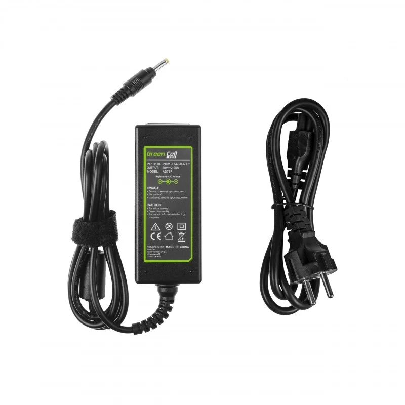 Zasilacz zielony Cell AD76P 45 W do laptopów Lenovo, 20 V 2,25 A, AC-DC, wejście 100–240 V, czarny