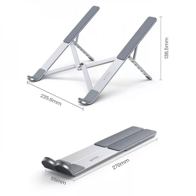 Podstawka pod laptop UGREEN LP451 regulowana stop aluminium na laptopy 8–17 cali, 5 pozycji, srebrna
