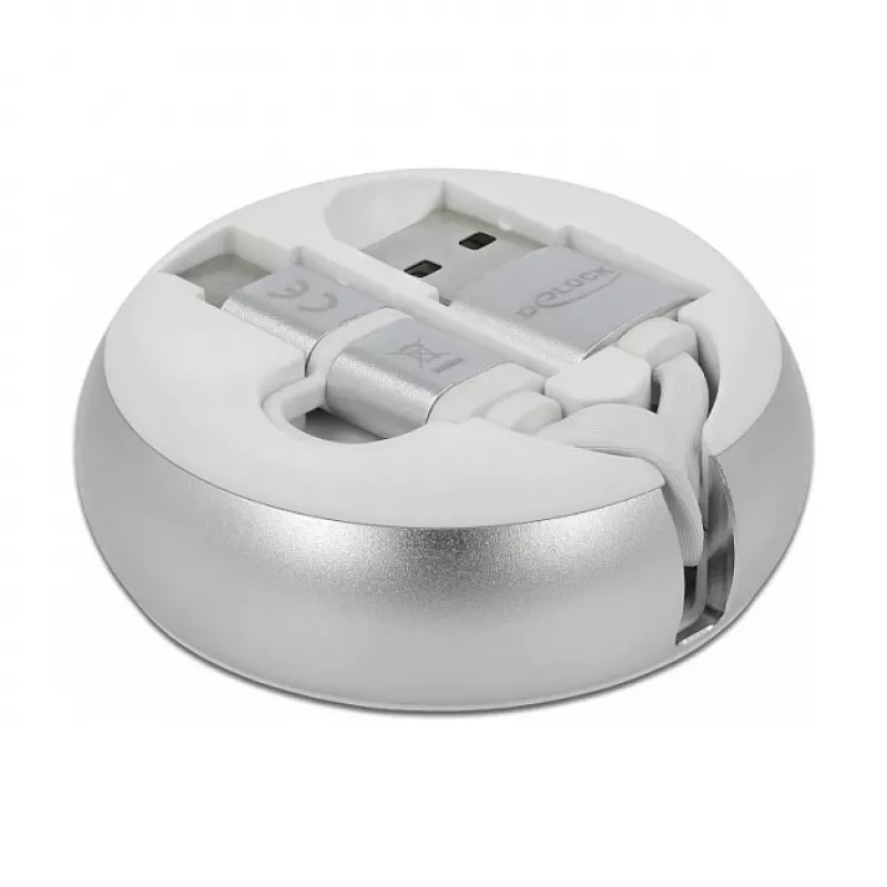 Retractable kabel DeLOCK USB 2.0 2 w 1 Typ-A na Micro-B i USB-C™