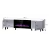 Szafka RTV Cama Meble PAFOS EF z kominkiem elektrycznym 180×42×49 cm, biały mat