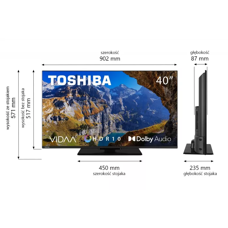 Telewizor Toshiba 40LV3563DG 101,6 cm (40 cali) Full HD Smart TV Czarny 250 cd/m²