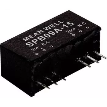zasilacz Mean Well SPB09C-15 — Wejście 36–75 V, Wyjście 15 V, 9 W, RoHS, głębokość 24 mm