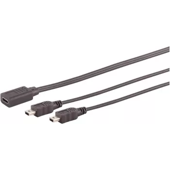 Kabel USB S/CONN 13-20022 USB 2.0 0,3 m USB C 2x Mini-USB B Czarny