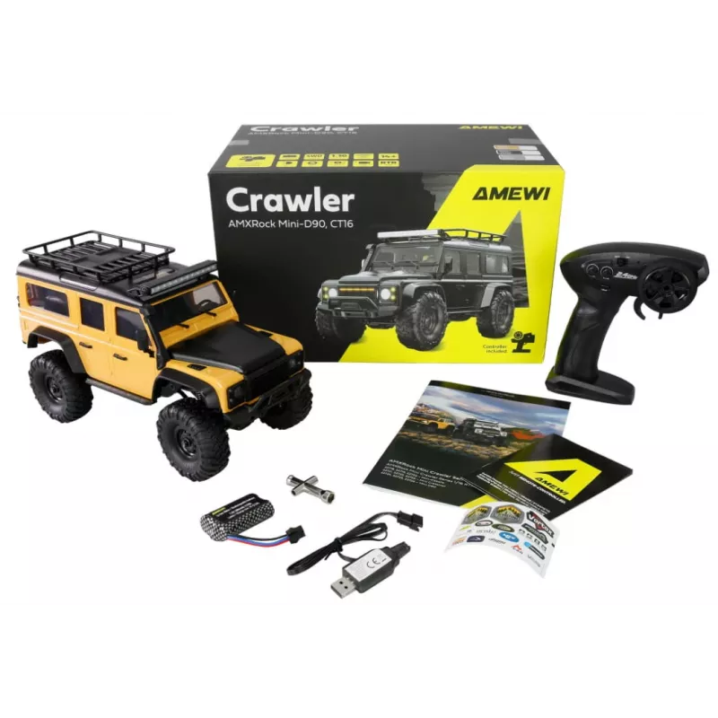 RC crawler Amewi Mini‑D90 4WD 1:16 RTR zdalnie sterowany model terenowy, napęd na 4 koła, skala 1:16