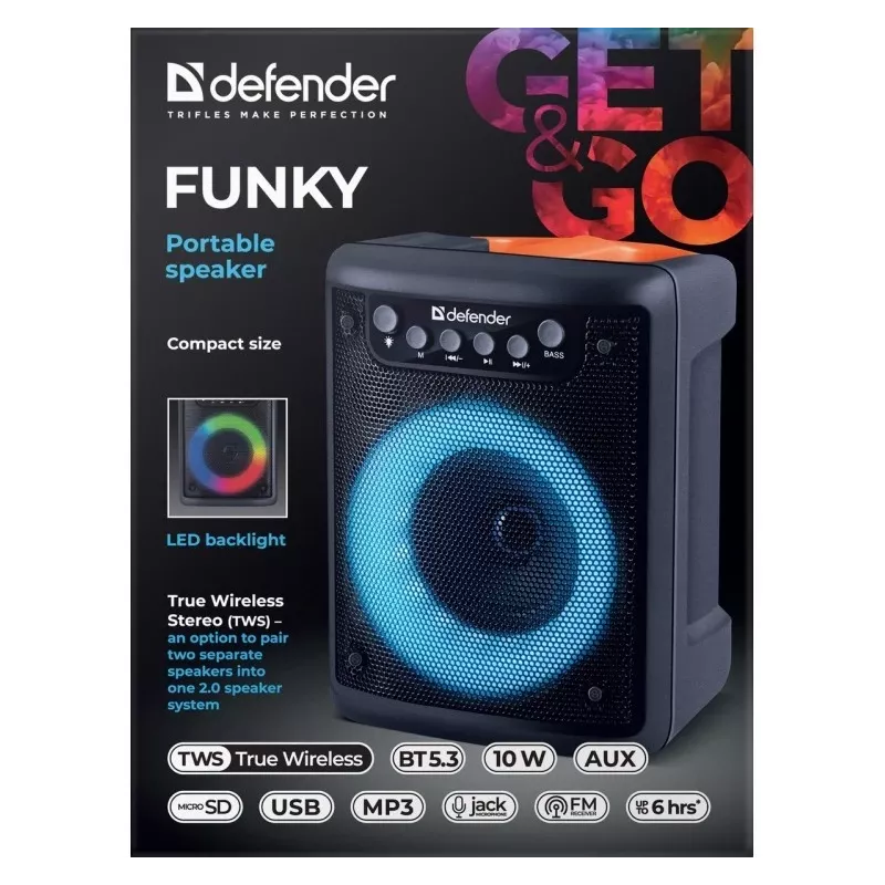 Głośnik Bluetooth FUNKY 10W, 65053, DEFENDER