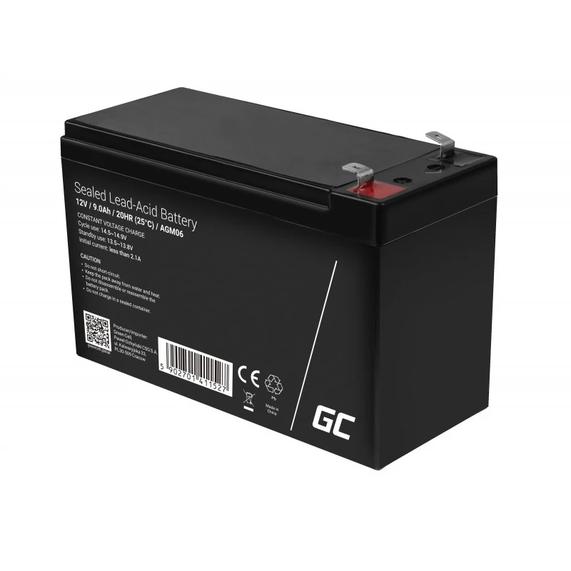 Akumulator UPS zielony Cell AGM06 — 12 V 9 Ah Sealed Lead Acid (VRLA) 95 × 151 × 65 mm, 2.3 kg