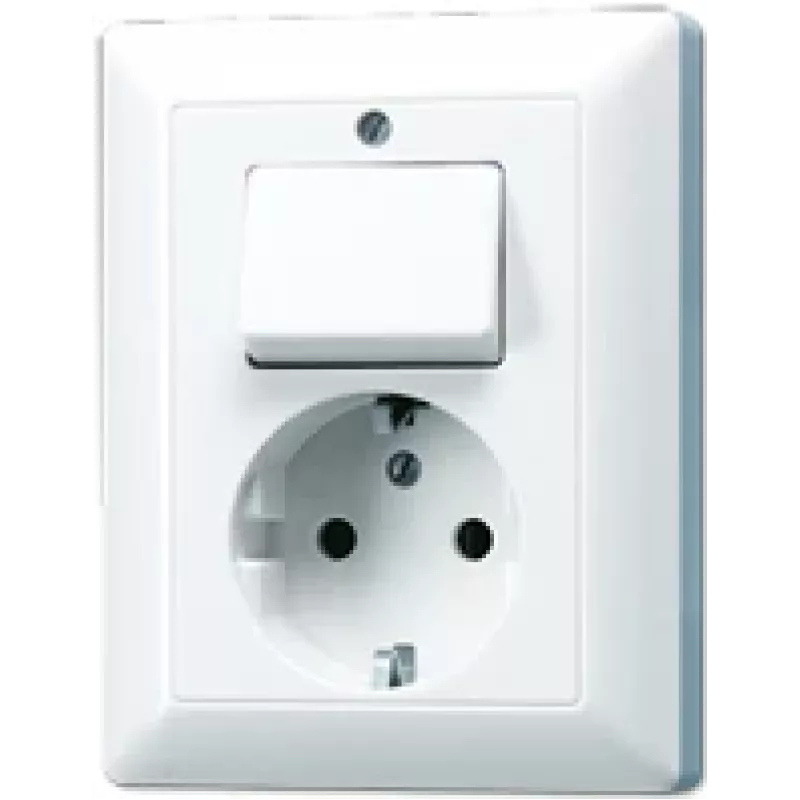 Gniazdo wtyczkowe Jung AS 5576 U WW CEE 7/3, białe, duroplast, 250 V, 80,5×105 mm