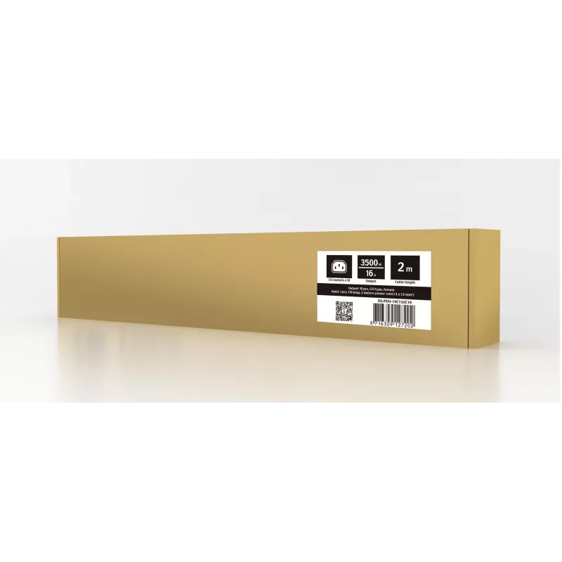 Listwa zasilająca GEMBIRD EG-PDU-10C132C19 — 10x gniazda C13, 1U rack, wejście C19 16A, kabel 2 m, 3500 W