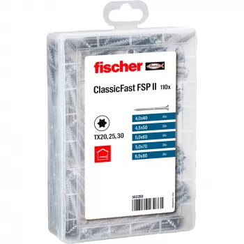 Wkręty samowiercące puste FISCHER ClassicFast SK TG TX 4,0–6,0, 110 szt.