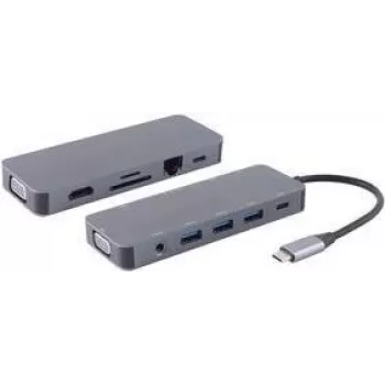 shiverpeaks ®-BASIC-S--USB-DOCK--USB-C wieloportowa stacja dokująca, 11w1, HDMI, VGA, PD, Hub, SD, LAN, AUX (BS14-05028)