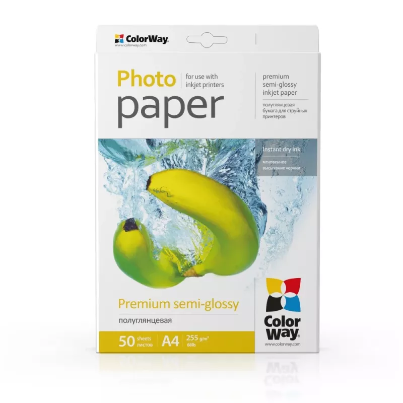 Papier fotograficzny ColorWay, 50 arkuszy | 255 g/m² | A4 | Premium półbłyszczący