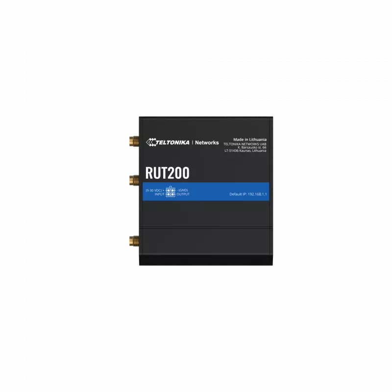 Router Teltonika LTE Cat 4 | RUT200 | 802.11n | 10/100 Mbit/s | 2 porty Ethernet LAN (RJ-45) | Brak obsługi Mesh | Brak MU-MIMO | Brak mobilnej sieci szerokopasmowej