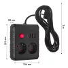 Listwa zasilająca MACLEAN MCE388 B — 2 gniazda AC, 3×USB A, 110–120V 50/60Hz, 2500W, kabel 3 m, czarny