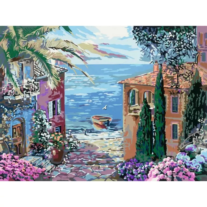 Zestaw do malowania Ravensburger CreArt Śródziemnomorski krajobraz 23913 — zestaw do malowania po numerkach