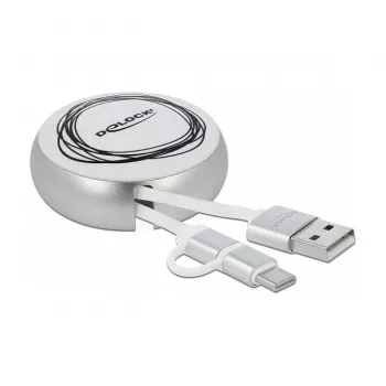 Retractable kabel DeLOCK USB 2.0 2 w 1 Typ-A na Micro-B i USB-C™