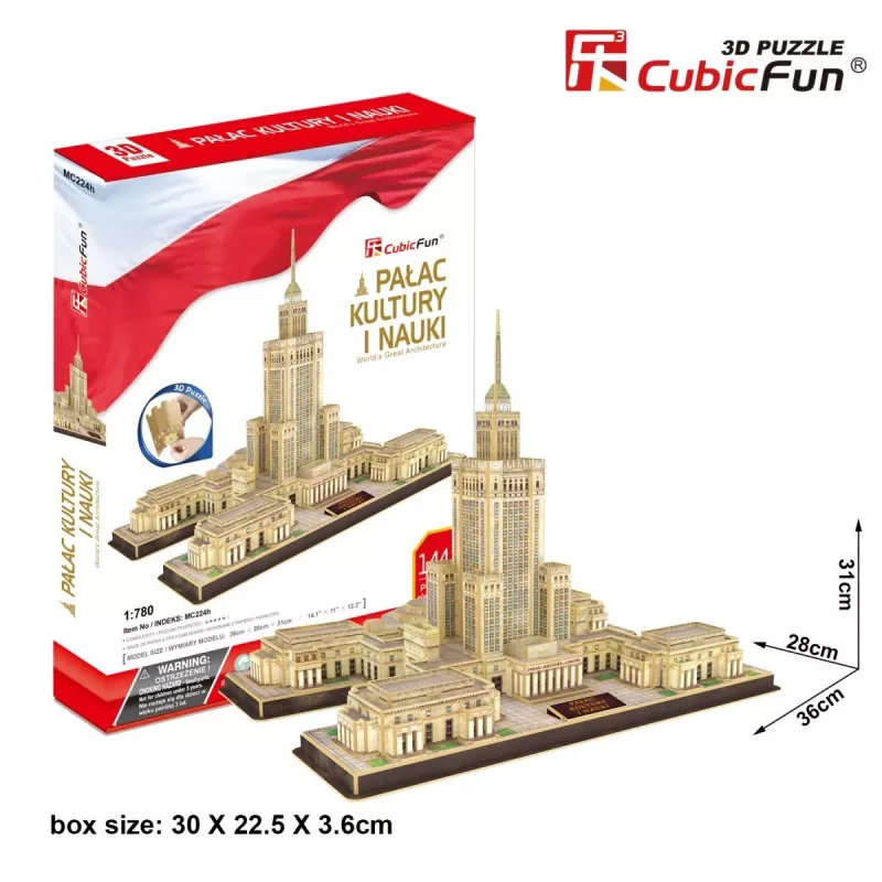 PUZZLE 3D Pałac Kultury i Nauki, 144 ELEMENTY