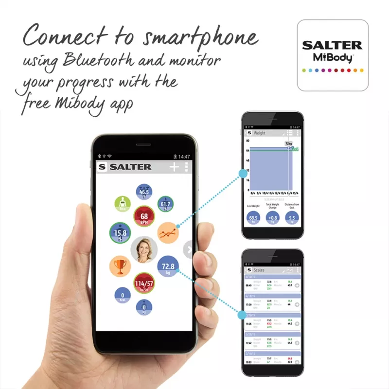 Waga łazienkowa Salter 9192 BK3R Curve Bluetooth Smart Analyser