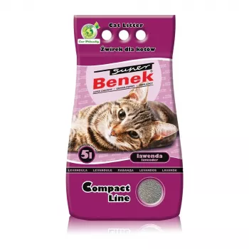 Zbrylający się żwirek dla kota super benek Certech Super Benek Compact Lavender 5 L — bentonitowy, szybko wchłaniający, niepozostawiający śladów