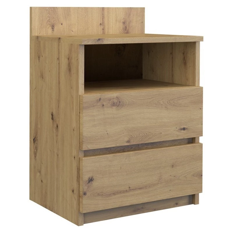 Szafka nocna top e shop M1 ARTISAN, wykończenie dąb, 2 szuflady, 400×320×590 mm