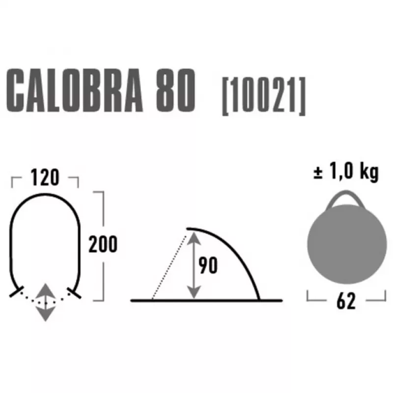 Namiot kopułowy/igloo High Peak Calobra 80 — Szary, 2000×1200×900 mm, podłoga poliestrowa, stelaż z włókna szklanego