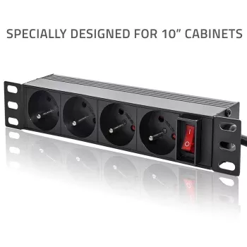 Qoltec Aluminiowa PDU do szafy RACK 10'' | 1U | 16A | 4xFRENCH | 1,8m