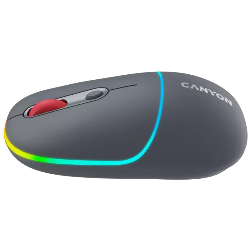 Canyon MW-22 2in1 RGB bezprzewodowa mysz - Szara - Bluetooth/RF - 1600 dpi - ładowalna