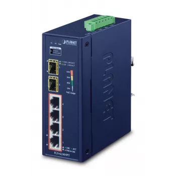 PLANET IGS-624HPT przełącznik sieciowy niezarządzalny Gigabit Ethernet (10/100/1000) Power over Ethernet (PoE) niebieski