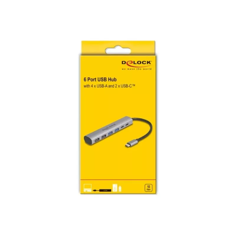 DeLOCK 64232 Stacja dokująca do laptopa Przewodowa USB 3.2 Gen 1 Type-A Type-C Szary