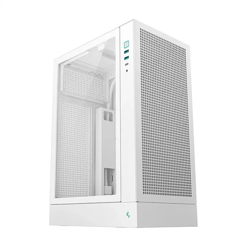 Obudowa PC DeepCool CH170 PLUS WH Midi Tower — biała, szkło hartowane, obsługa micro ATX/mini-ITX, GPU do 34,2 cm, wysokość chłodzenia CPU 164 mm