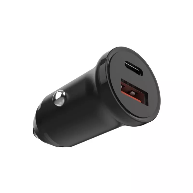 Ładowarka samochodowa FIXED FIXCC20N-CU-BK — porty USB-C i USB-A, moc 20 W, kompaktowa przejściówka do gniazda samochodowego