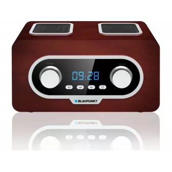 Radioodbiornik przenośny BLAUPUNKT PP5.2BR — przenośne radio FM, 60 stacji programowanych, USB/MP3, AUX, akumulator 1000 mAh, 3 W RMS, brązowy