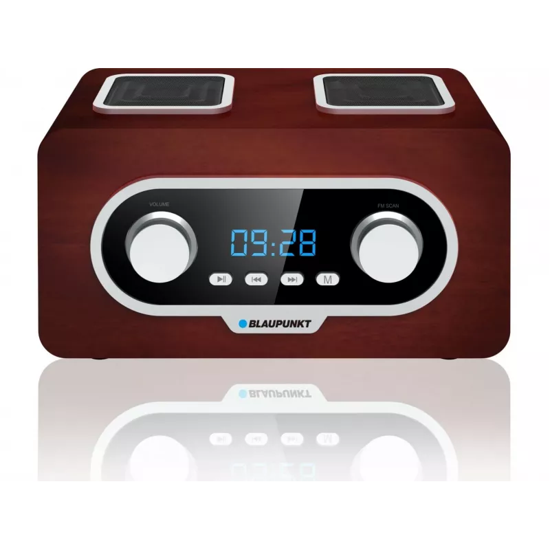 Radioodbiornik przenośny BLAUPUNKT PP5.2BR — przenośne radio FM, 60 stacji programowanych, USB/MP3, AUX, akumulator 1000 mAh, 3 W RMS, brązowy