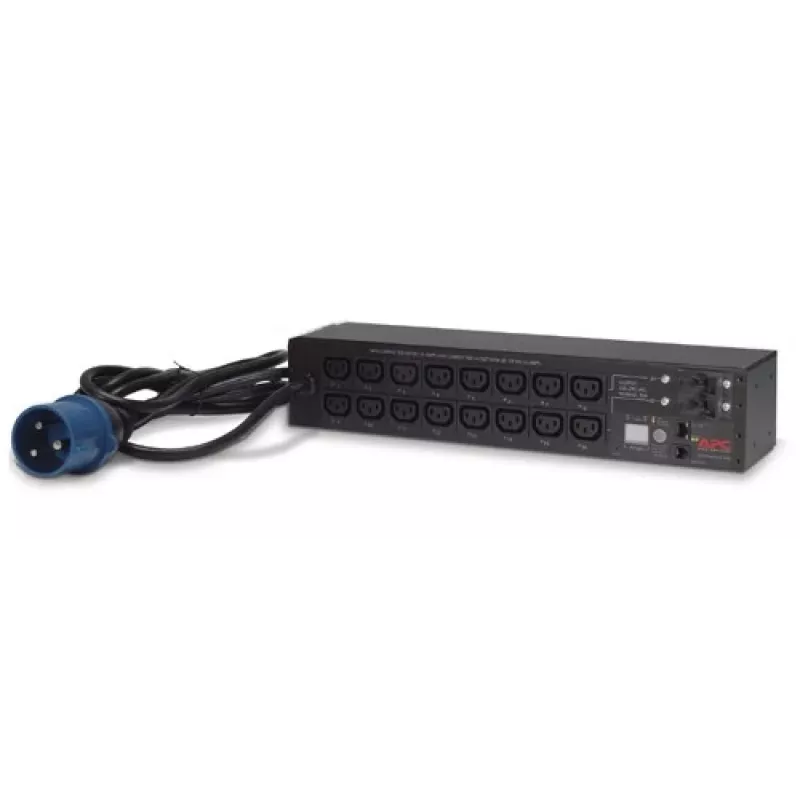 Rozdzielacz zasilania APC AP7922B — 16 gniazd C13, mierzone i przełączane PDU, 2U, 200–230 V, 32 A, kabel 3,05 m, czarny