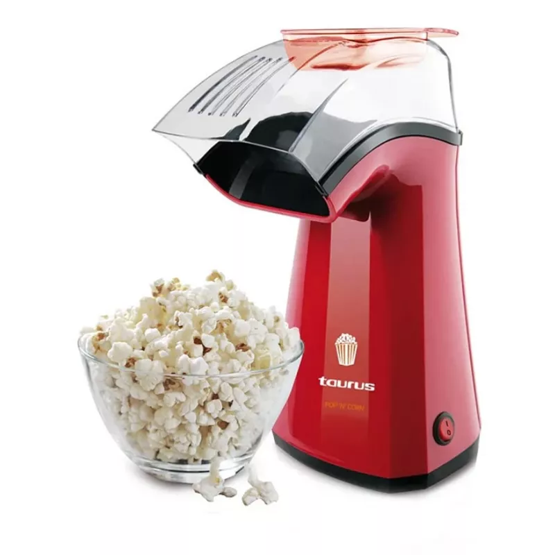 Maszyna do popcornu Taurus 968375000 S7600343 — 1100 W, przezroczysta pokrywa, 3 min przygotowania