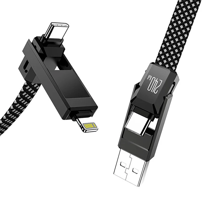 Kabel 4 w 1 BlitzWolf BW-HDC7 — USB-C, Lightning, USB-A, Micro-USB 1,2 m 240 W czarny