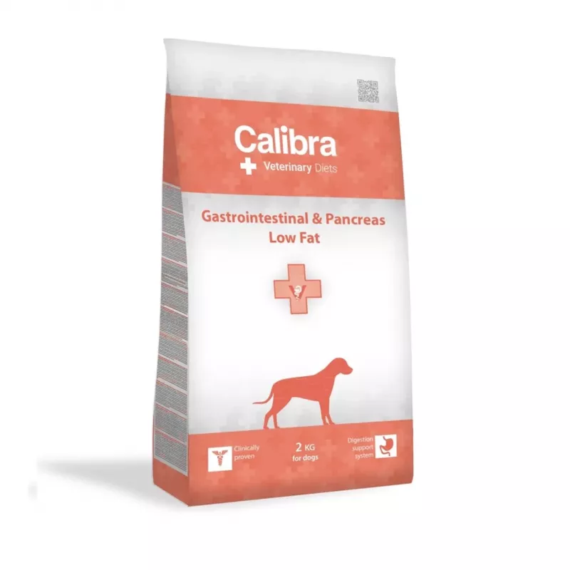 Sucha karma dla psa Calibra Veterinary Diets Gastrointestinal & Pancreas Low Fat — Łosoś, 2 kg, 26% białka, 8% tłuszczu, bezglutenowa i bezsojowa