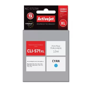 Activejet ACC-571CNX Tusz (zamiennik do Canon CLI-571XLC; Supreme; 12 ml; cyjan)